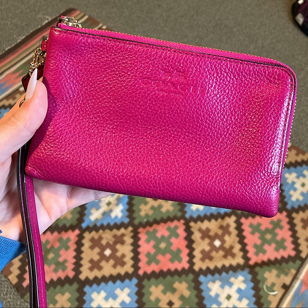 COACH Hot Pink Leather Wristlet